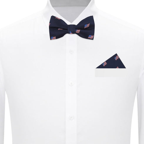 Jacob Alexander Men's Woven American Flags USA Navy Bow Tie Pre-Tied Banded Adjustable...