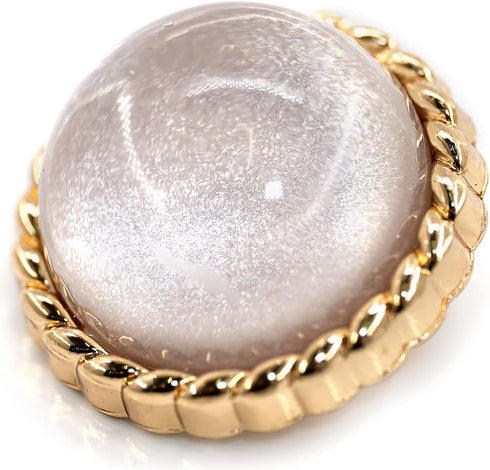 20 pcs Clear Glass Dome Gray Shimmer Layer Sewing Metal Shank Coat Buttons -25mm -1"...