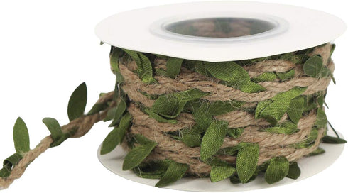 MEEDEE Natural Jute Twine Burlap String Leaf Twine with Twine Vine Green Leaves, 1" x 10 Yards, Perfect for Boho Baby Shower Party Jute Garland Tw...