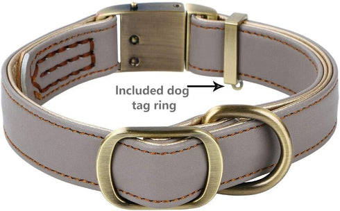 Basic Classic Luxury Padded Leather Dog Collar,The Seatbelt Buckle,for Small Large Medium Pets (Small(Pack of 1), Khaki)...