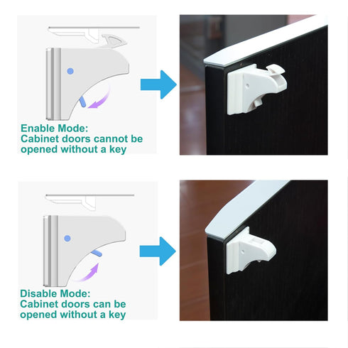 Magnetic Cabinet Locks Baby Proofing, Child Safety Magnet Drawer Lock (8 Locks + 2 Key), Safety First Adhesive Magnetic Locks for Cupboard and Pan...