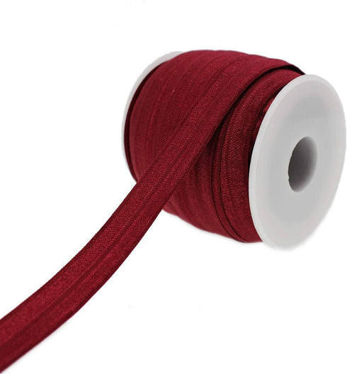PAMIR TONG 25 Yards 5/8'' Fold Over Elastic FOE Headband Baby Hairbow Soft Foldover Elastic Binding Webbing Tape Craft Sewing (Maroon)...