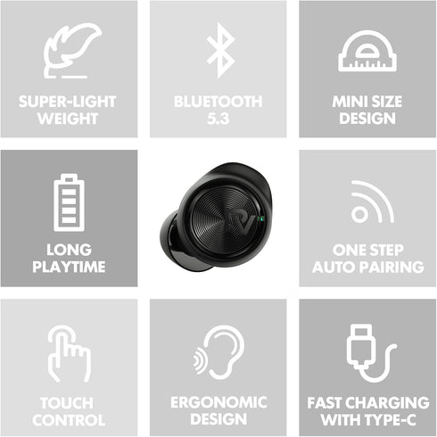 PALOVUE Wireless Earbuds, in-Ear Earphones with Bluetooth 5.3, Built-in Mic Headphones, Deep Bass Stereo, with Lightweight Compact Charging Case f...