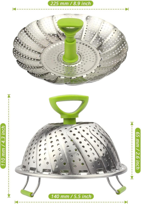 1 piece Steamer Basket, 5.5" to 9" Stainless Steel Vegetable Steamer Basket,Folding Expandable Steamers for Steaming Cooking...