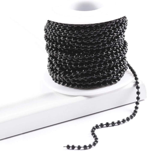 Tiparts 30FT Black Stainless Steel Ball Bead Chains with 20 Pcs Matching Connectors(1 Roll 2.4mm Ball Chains + 20 Connectors)...
