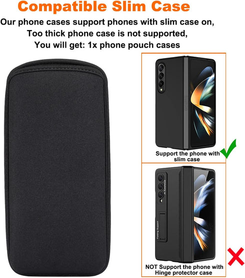 [2 Pack Phone Sleeve for Samsung Galaxy Z Fold 5 / Z Fold 4, Neoprene Waterproof Shock Absorbing Pouch Case for Z Fold 3 - Black...