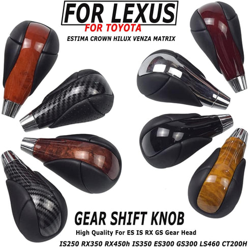 Automatic Leather with Walnut Wood Gear Shift Knob for Lexus ES300h ES350 GS350 GS450h IS350 LS460 LS600h RX350 RX450h (Red Wood)...