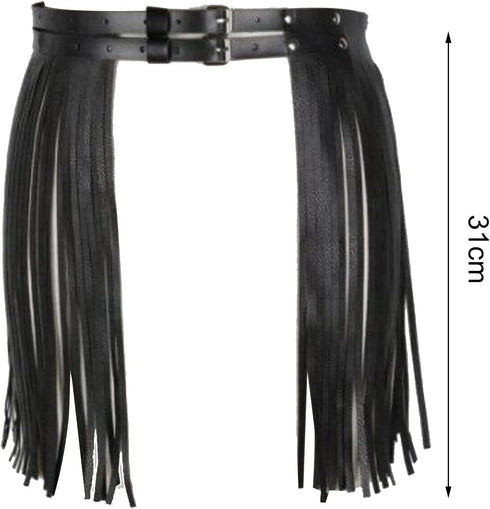 Women Leather Tassel Waist Belt,Women Punk Waist Belt Tassel Fringe Skirt Belt,Wide Tassel Waist Belt for Women,Fringe Dress Belt,Vintage PU Leath...