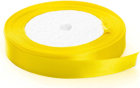 Solid Color Satin Fabric Ribbon for Craft, Gift Wrapping, Hair Bow, Wedding Deco … (Yellow, 3/4" x 25 Yards)...
