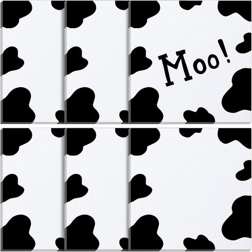 6 Packs Cute Cow Print Notes 3.2 x 3.2 Inches Post Sticky Notes Self Sticky Note Pads Cow Print Self Adhesive Paper Memo Pads for Reminders Studyi...