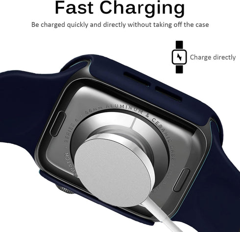 Miimall Compatible for Apple Watch Series 8 Case 45mm with Screen Protector Anti-Scratch Shockproof Hard PC and Tempered Glass Film Bumper Case fo...