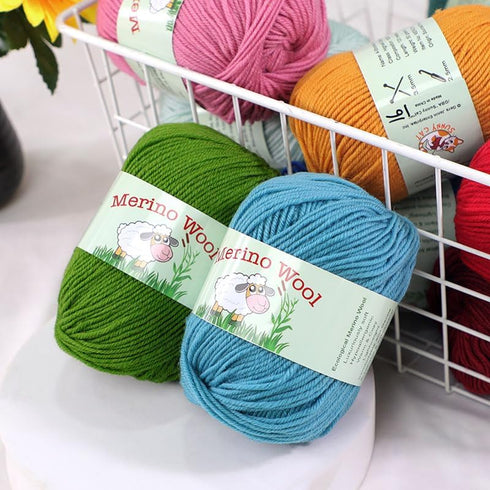 6-Pack 100% Merino Wool Yarn for Knitting and Crochet by Sunny Cat (01 Milky White) 780 Yards...