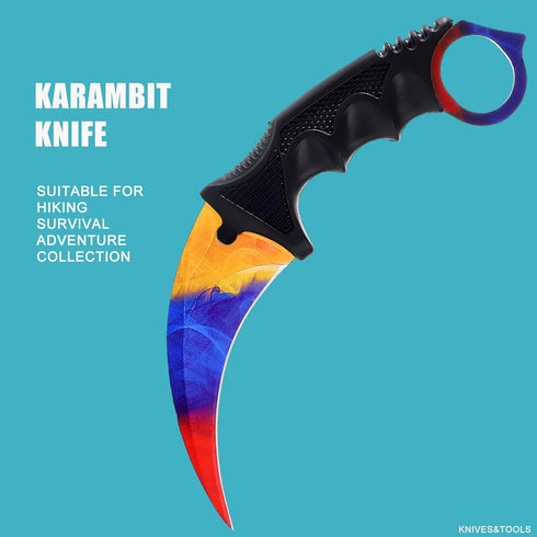 2 Pieces Karambit Knife Fixed Blade Tactical Camping Tool,Outdoor Hunting Knife with Sheath and Cord, Suitable for Hiking, Adventure, Survival and...