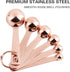 Copper Plated Stainless Steel Measuring Spoons Set, 6 Piece - 1/8 tsp & 1 tbsp, Fits Spice Jars...