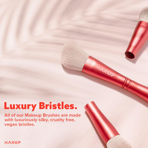 MAKUP JetSetter 4 in 1 Travel Makeup Brush - All in One Set includes Kabuki Liquid Foundation, Blush, Contour, Eyeshadow & Angeled Brush for Brow ...