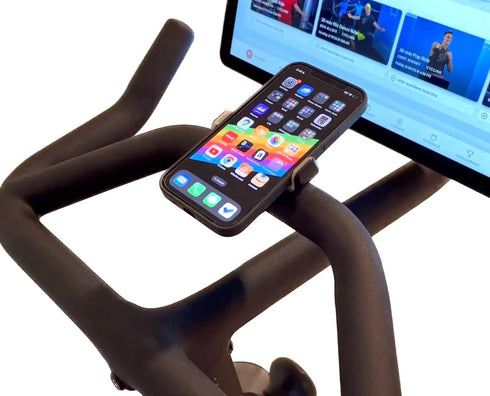 Phone Holder Compatible with Peloton Bike & Bike Plus - Secure Fit and Easy One-Hand Operation - 360 Degree Rotation - Mount for Stationary Exerci...