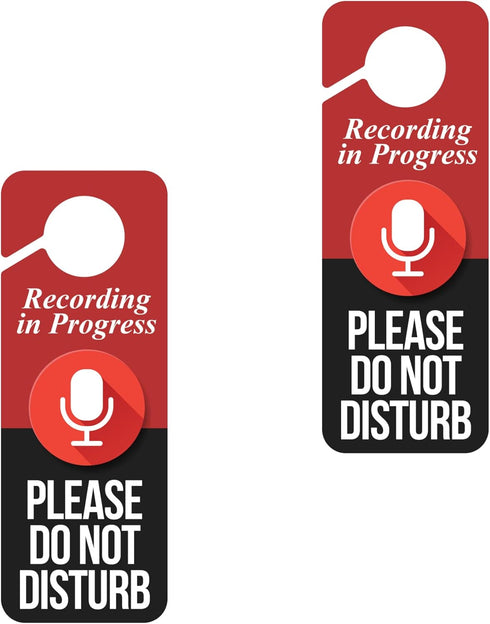 Baby Marley Recording in Progress Do Not Disturb Door Hanger Sign (2), Red and Black, 9.3 x 3.5in...