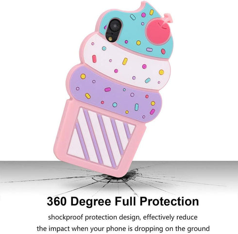 Cute iPhone XR Case, Funny 3D Cartoon Ice Cream Cupcakes Shaped Soft Silicone Full Protection Shockproof Cases Cover for Girls Kids Women Lady...