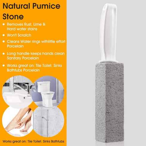 2 Pack Toilet Cleaner Hard Water Build up Remover with Ergonomic Handle, Toilet Bowl Stain Ring Remover, Pumice Stone Toilet Cleaner Tool Stain Re...