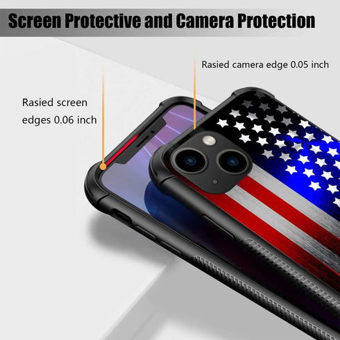 ZHEGAILIAN Case Compatible with iPhone 15 Plus,Cut American Flag iPhone 15 Plus Cases,Plexiglass Four-Corner Shock-Proof Design Cover for iPhone 1...