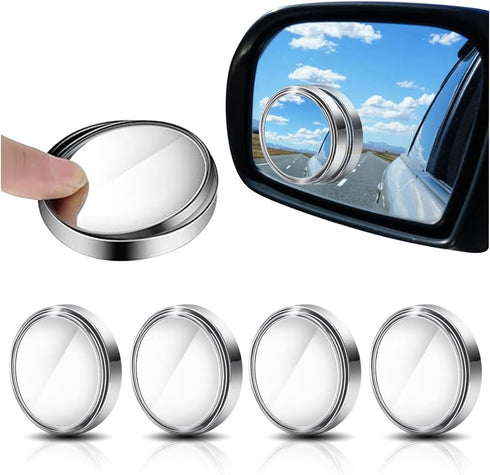 4PCS Car Blind Spot Mirrors, Adjustable HD Glass Auto Side Rear View Mirrors Round Wide View Angle Mirror, Car Rear View Convex Accessories with F...