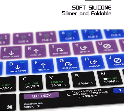 HRH Serato DJ Shortcuts Hotkey Silicone Keyboard Cover Skin for MacBook Pro with Touch Bar 13 Inch and 15 Inch (A2159/A1989/A1706,A1990/A1707) 201...