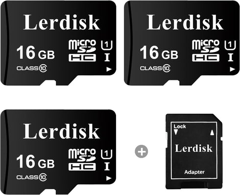 Factory Wholesale Micro SD Card Pack of 3 in Bulk MicroSD with Adapter Produced by Authorized Licencee (16GB U1)...