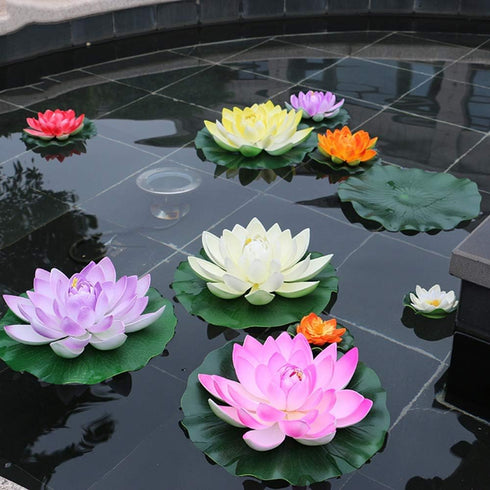 7Pcs 3.9 Inch Artificial Lotus Flower Artificial Flower Pool Aquarium Decoration Eternal Flower Artificial Flower (White)...