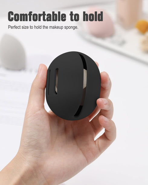 FERYES 2 PCS Makeup Sponge Holder – Shatterproof Eco-Friendly Silicone Beauty Make Up Blender Case for Travel...