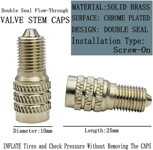 25mm Double Seal Valve Stem Caps,Valve Stem Extenders High Pressure Inflate/Flow Through Valve Stem Caps Tire Caps for High Pressure Cars, Trucks,...