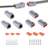 MUYI 3 Kits 2 Pin Way DTP Series Connector 14-12 AWG Waterproof Electrical Plugs IP65 Waterproof Heavy Duty Sockets Size 12 Terminal Pins Current ...