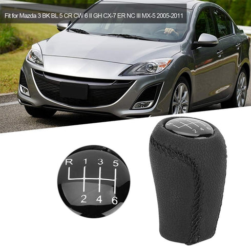 Qiilu Car 5 Speed & 6 Speed Manual Gear Shift Lever Knob Stick Head Fit for Mazda 2005 2006 2007 2008 2009 2010 2011 Shifter Knob(6 speed)...