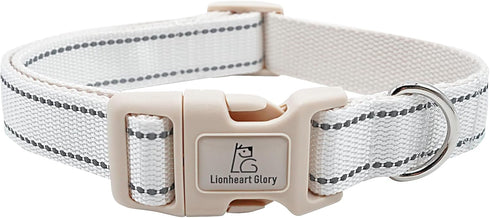 Lionheart glory Dog Collar Reflective Dog Collars Female Male Pet Collar White Collar Dog Adjustable Durable Soft Classic Collar for Large Dogs Pe...
