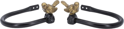 Meriville Set of 2 Decorative Bird Window Curtain Holdbacks for Draperies, Renaissance Gold...