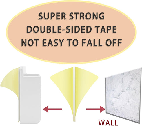 2 Pcs Wall Mount Phone Holder with 3M Adhesive Phone Stand with Data Cable Receiving Hole, Phone Charger Stand Remote Control Storage Box for Bedr...