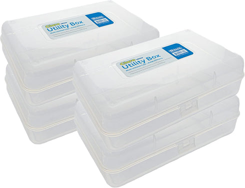 BAZIC Plastic Pencil Case Utility Storage Box, Clear Color, Multi Purpose Organizer for Pens Pencils, 4-Pack...