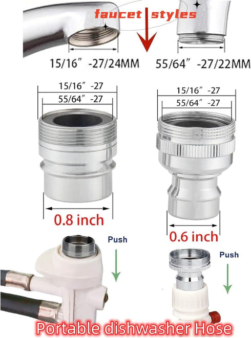 Dishwasher Faucet Adapter (Chrome-brass) fit for Danby, SPT, Homelabs, Costway, Panda, Rovsun Portable Dishwasher to Sink...