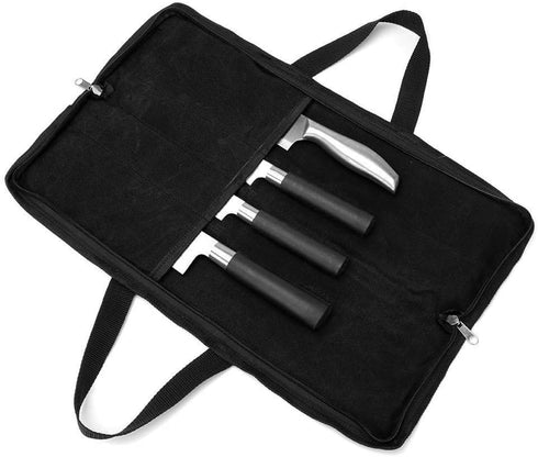 QEES Knife Roll,Knife Bag,Knife Case 4 Slots For Home Kitchen Knife Tools,Chef Knife Bag with Handle.Durable Knife Bags For Chefs Men Women Culina...
