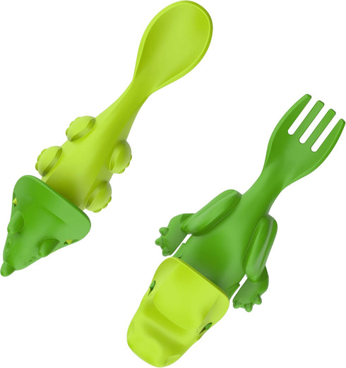 Chomperware Dinosaur Utensils - Made in USA - Toddler Utensils - Baby Spoons - Toddler Silverware - Kids Utensils - Baby Forks - Kids Silverware (...