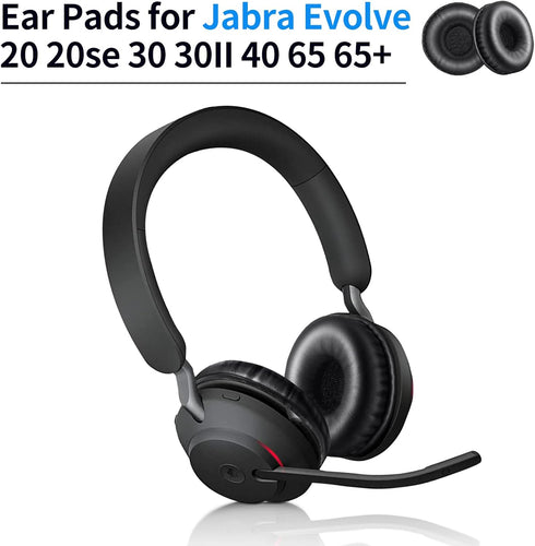 Ear Pads for Jabra Evolve 20 20se 30 30II 40 65 65+Replacement Ear Cushion Foam Cover Compatible with Jabra Evolve 20 30 40 65 Headphone (Black ea...