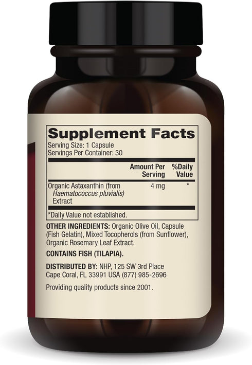 Dr. Mercola Astaxanthin, 30 Servings (30 Capsules), Dietary Supplement, 4 mg Per Capsule, Provides Antioxidant Power for Overall Health, Non-GMO...
