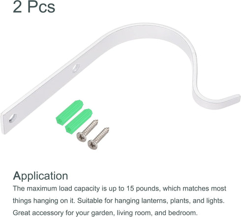 MECCANIXITY Iron Wall Hooks Hanging Bracket 4 Inch Indoor Outdoor for Hanging Lanterns Plants and Lights (White, Pack of 2)...