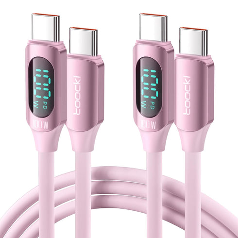 100W Type C Cable 2Pack 5A 6.6FT Type C Charging Cable USB C Cable with LED Display USB C 2.0 Fast Charge Silicone Cable for Google 8 8A 8P 7 7A 7...