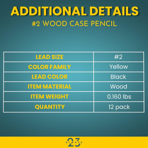 WoodCased Pencils, Yellow, Pre-sharpened, Pencils with Erasers, 2 HB 12 Pack...