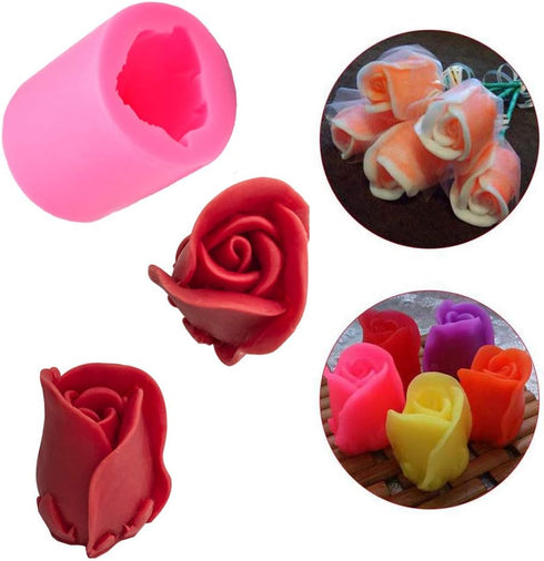 2Pcs/Set 3D Rose Flower Candle Molds, Rose Shaped Craft Art Silicone Mold for Fondant Cake Decoration Making Beeswax Candle Handmade Soap Lotion B...
