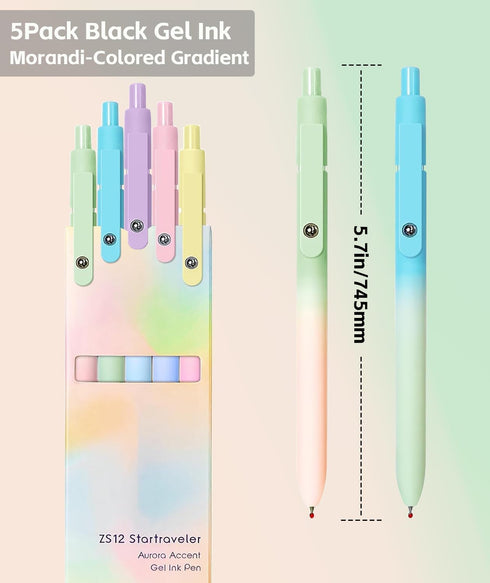 Gel Pens, 5 Pcs Retractable Gel Ink Pens, 0.7mm Fine Point Smooth Writing Pens,High-End Series for Journaling Note Taking, School Office Supplies ...