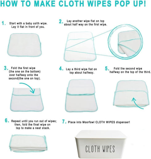 Cloth Wipes Dispenser,8.2L x 4.9W x 3.9H inches,Cloth Baby Face Wipes Container for Homemade Reuseable Diaper Wipes Storage Box Essential for Clot...