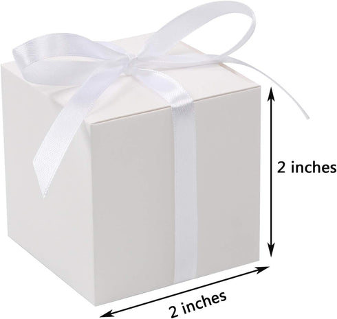 COTOPHER 60pcs Small Gift Boxes, Favor Boxes 2x2x2 inches Paper Gift Boxes with Ribbons Candy Box for Wedding Favors Baby Shower Bridal Shower Bir...