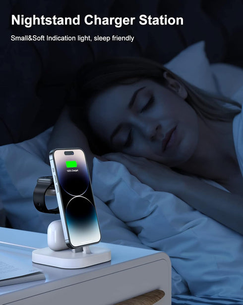 Charging Station for Multiple Devices - ADADPU 3 in 1 Wireless Charger Stand for Apple Watch Series 8/7/6/5/4/3/2/SE Phone Charging Dock for AirPo...
