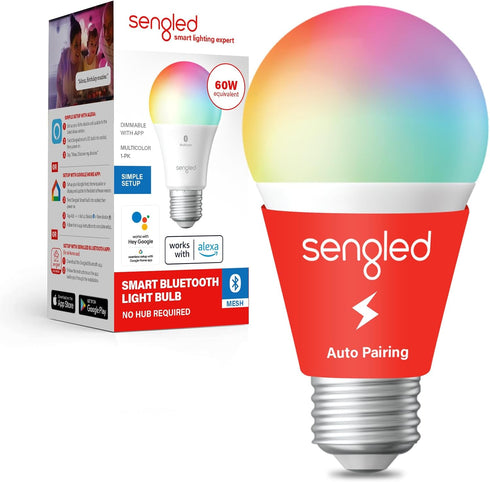 Sengled Smart Light Bulbs, Color Changing Alexa/Bluetooth Mesh, Dimmable LED Bulb A19 E26 Multicolor, High CRI, High Brightness, 8.7W 800LM, 1Pack...